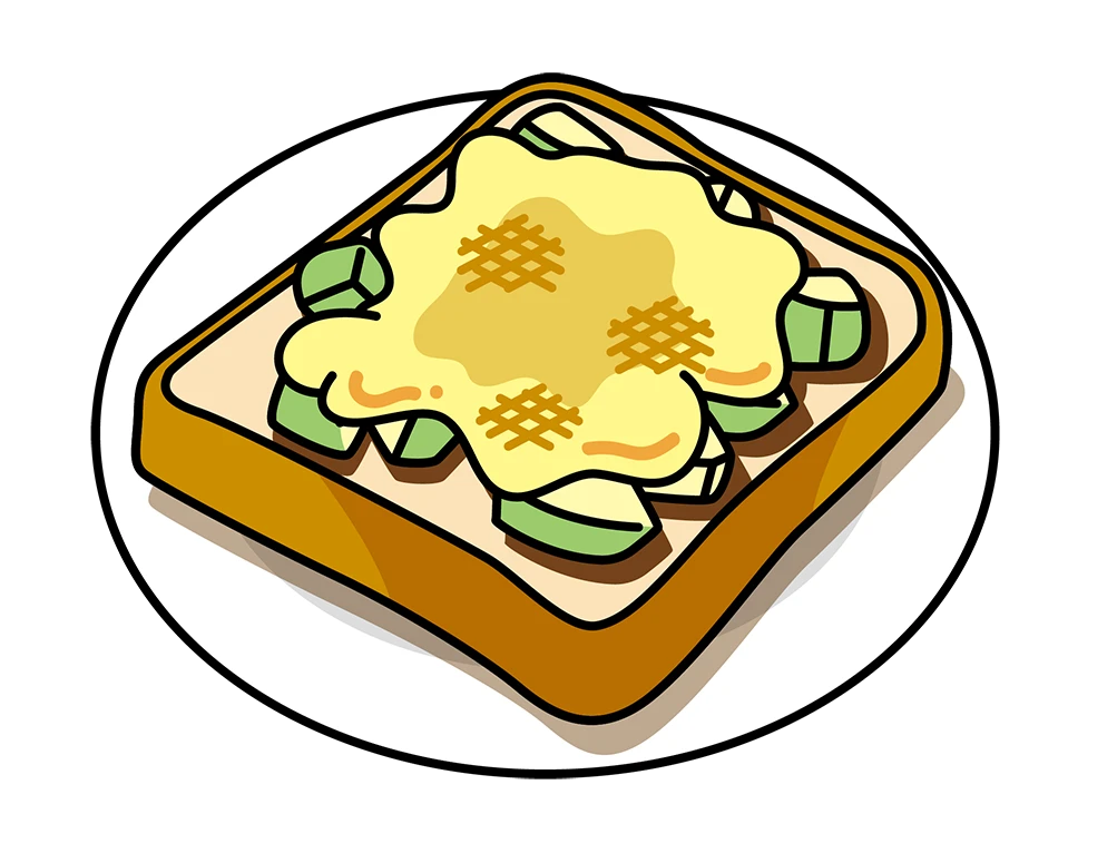アボカドチーズトーストのイラスト